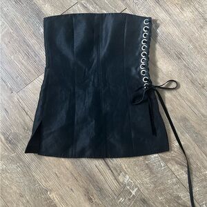 Black Corset Top with Lace-Up Detail